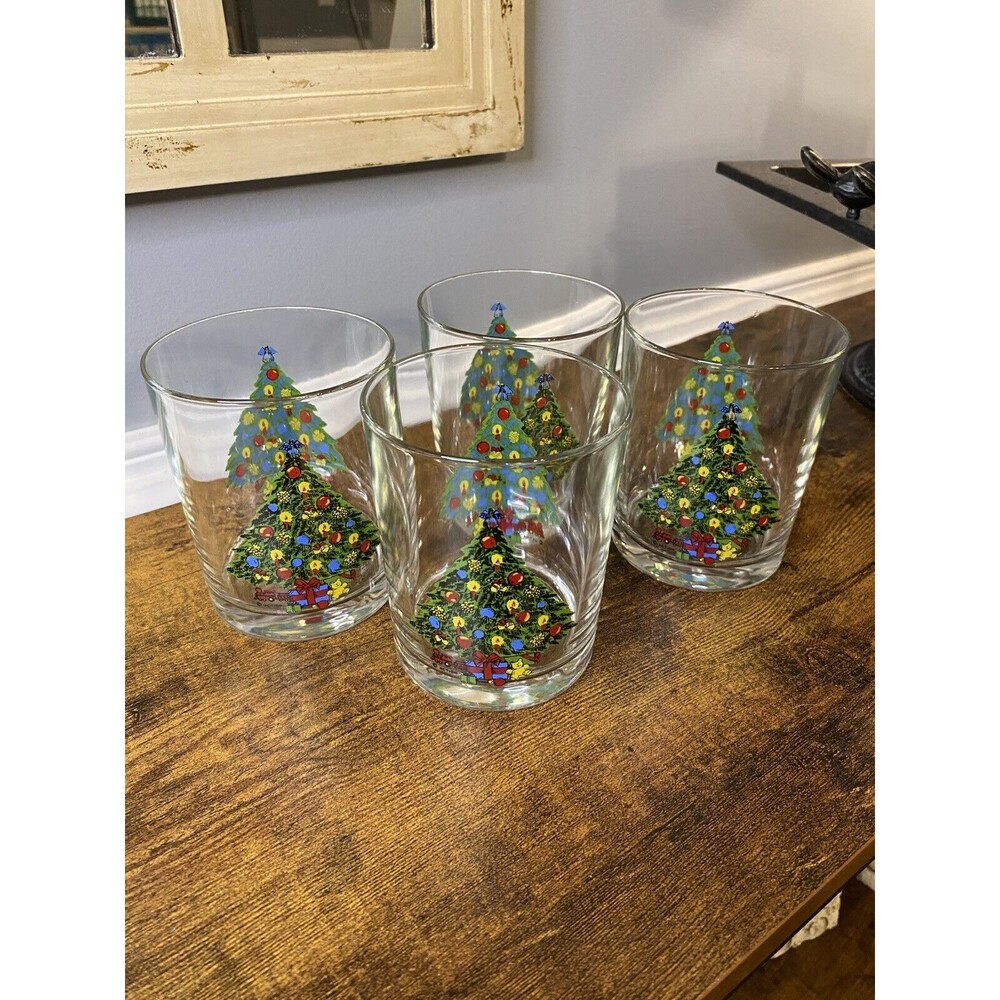 Vintage Christmas Treasure 12 Oz Double Old Fashioned Glasses Set by Carlton
